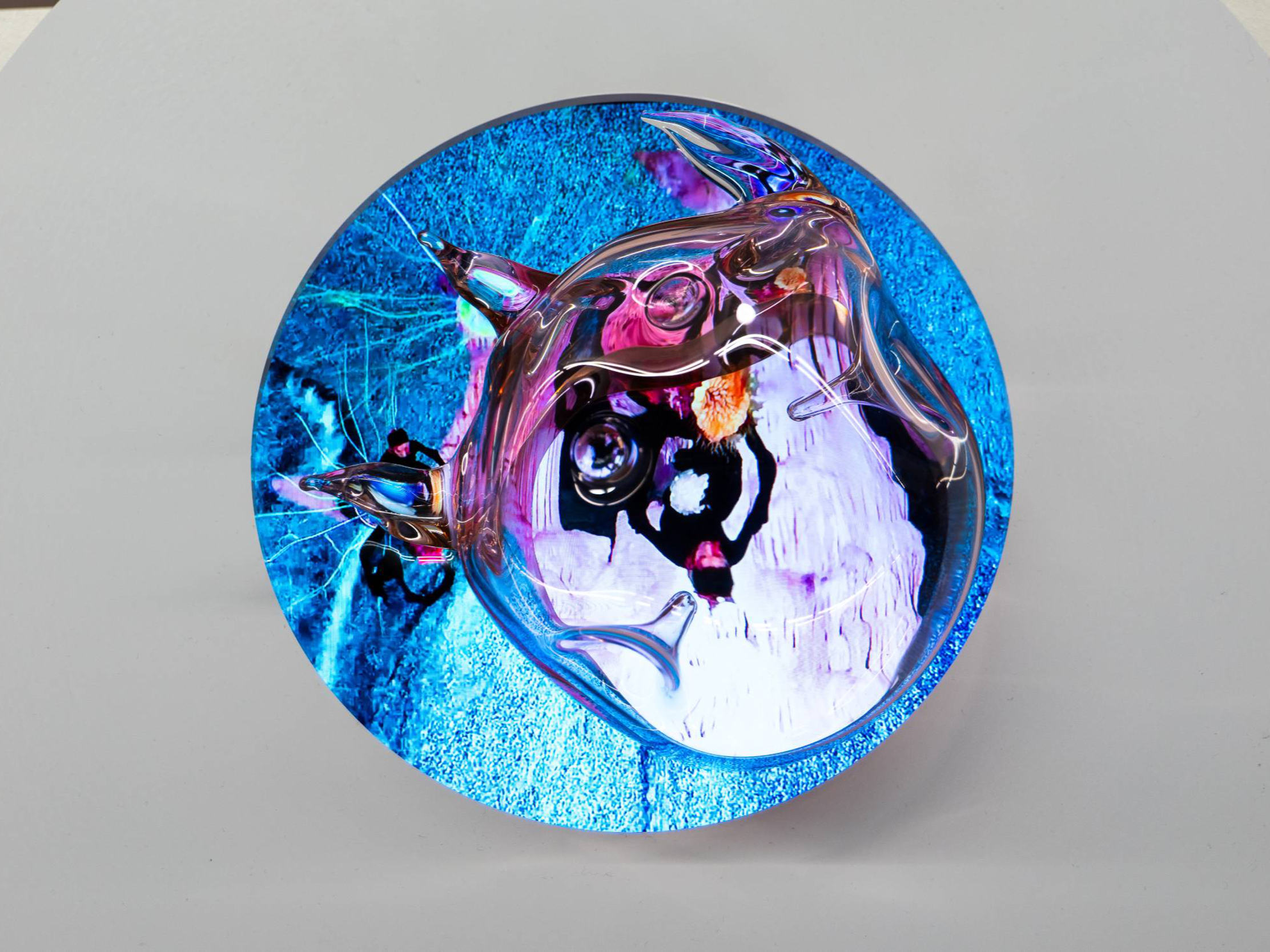 Close-up view of Katja Loher's video sculpture